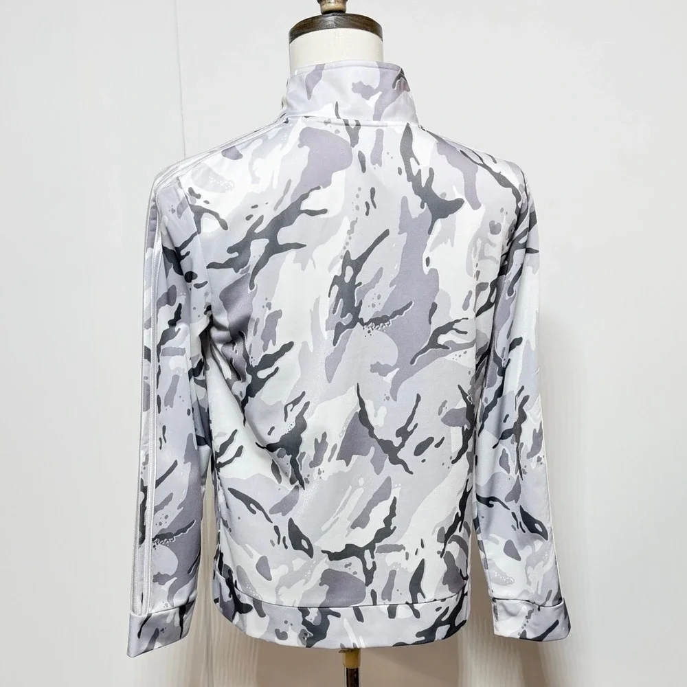 Adidas Track Jacket  Boys XL 18/20 Gray Camo Full Zip Long‎ Sleeve AG6307